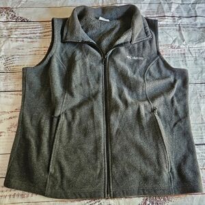 Columbia Womens Fleece Vest Gray Full Zip Sleeveless Outdoor Casual Size 1X